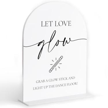 Imagem de Letreiro Let Love Glow para casamento, placa acrílica de arco branco, adereços de pista de dança de casamento, decoração de chá de panela, decoração de festa de noivado, decoração de mesa de centro de