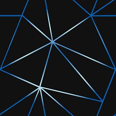 Imagem de Papel De Parede Adesivo Geométrico Triângulo Preto E Azul 3m