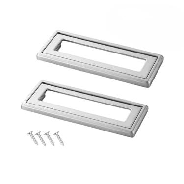 Imagem de YLXSS Puxador de liga de zinco de 4 cores, puxadores retangulares em concha, puxador quadrado para porta de armário com parafusos (prata, grande, distância do furo: 96 mm)