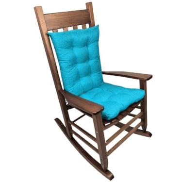 Imagem de Gfgift Conjunto de almofadas de cadeira de balanço, almofadas de cadeira de pátio, almofadas de cadeira tufadas para móveis de balancim, almofadas de assento interno com laços (azul celeste)