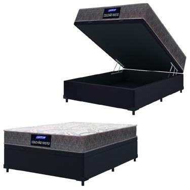 Imagem de Cama Box Baú Casal Gazin Colchão Com Espuma 138x188x58cm Camboriú Marrom