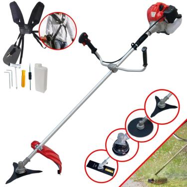 Imagem de Roçadeira Aparador de Grama Anmax CG520P TB À Gasolina 2T 52cc 2,2HP 10.000rpm Com Carretel de Nylon + Lâmina Facão + Lâmina 3 Pontas + Lâmina 80 Dent