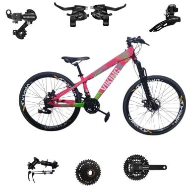 Imagem de Bicicleta 26 VikingX Tuff25 24v Shimano Cubo k7 Aluminio Freeride Disco Mecânico Pneu Slick 1.50-Unissex