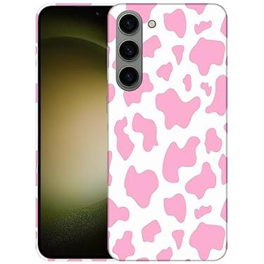Imagem de SM CASES Capa para Samsung Galaxy S24 Plus 5G - Pele de vaca animal impressão rosa design impresso 3D capa traseira de plástico rígido compatível com Samsung Galaxy S24+