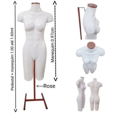 Imagem de Manequim feminino (meio corpo definido n.38) branco com tampa rose + p