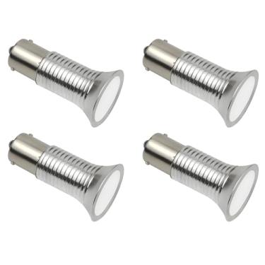 Imagem de Makergroup 1383 1139 R12 Luzes de leitura para RV Lâmpadas LED BA15S Base baioneta de contato único para trailer, trailer, trailer, trailer, barco, marítimo, ampla tensão de entrada 10-30 VCC (pacote com 4, branco frio)