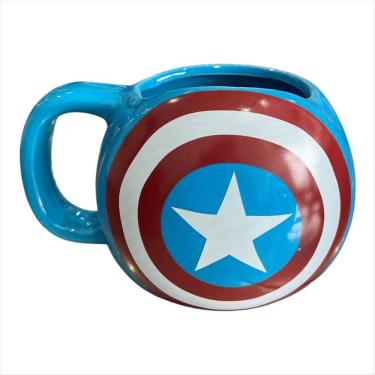 Imagem de Caneca Capitao America Ceramica Azul 450ml