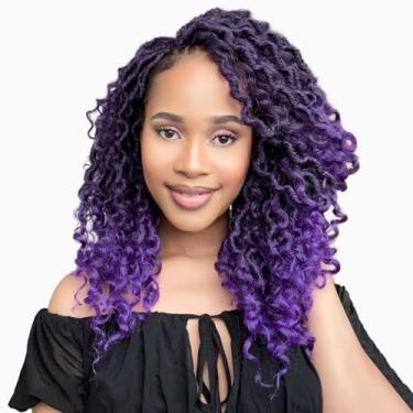 Imagem de Fulcrum Cabelo de crochê Goddess Locs 30,5 cm, 8 pacotes de cabelo falso de crochê para mulheres negras, pontos de crochê com pontas encaracoladas (30,5 cm (pacote com 8), 1B/roxo #)