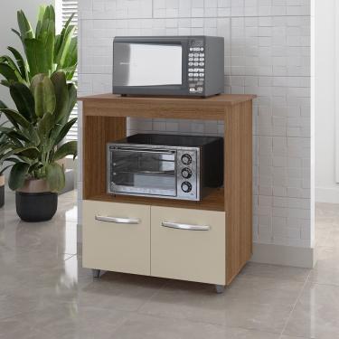 Imagem de Armário Balcão Multiuso para Cozinha Micro-ondas e Forno Angela 02 Portas Savana Off White Moblis