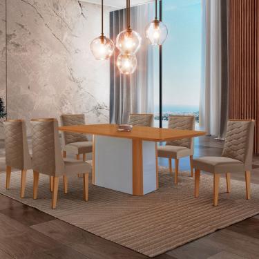 Imagem de Mesa de Jantar Isadora 180cm Tampo MDF Laminado com 6 Cadeiras Safira