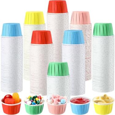 Imagem de Nuogo 500 peças de copos de suflê descartáveis de 42,5 g, mini copos de degustação de papel, pequeno copo de amostra de condimento para ketchup sacramento lanche remédio recipientes de porção (sem