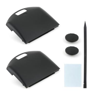 Imagem de 2 peças de capa traseira de bateria para Sony PSP 1000 1001 1002 1003 capa traseira de substituição traseira acessórios de porta com ferramentas de reparo (preto)