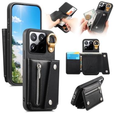Imagem de Asuwish Capa de celular para Xiaomi 15 Pro, carteira com suporte, zíper e compartimento para cartão de crédito, Mi 15Pro, 5G, feminino, masculino, meninas, preto