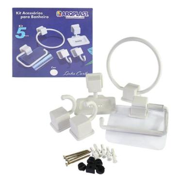 Imagem de Kit Completo Acessórios de Banheiro Funcional Fácil Instalação com 5 P