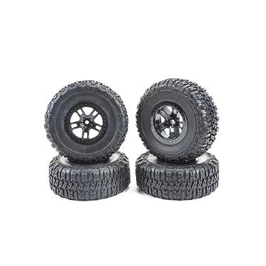 Imagem de RCAWD for Slash 4X4 & Slash 2WD & for Losi Baja Rey 1/10 Short Course Truck,12mm Hex Adapter Pre-Glued Wheel Tire Set with Foam Inserts OD 118mm Width 46mm Rubber Nylon Upgrade Part LG-020BL
