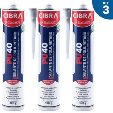 Imagem de Kit 3 Selantes PU 40 Selante de Poliuretano Adesivo Vedante Cibra Flex