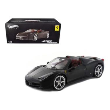 Imagem de Ferrari 458 Italia Spider Matt Black Elite Edition 1/18 Diecast Car Model by Hotwheels