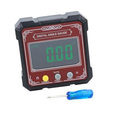 Imagem de Fenteer Inclinômetro digital, medidor de ângulo de nível digital, fácil leitura, medição de ângulo para marcenaria, serra de mesa de construção, Vermelho