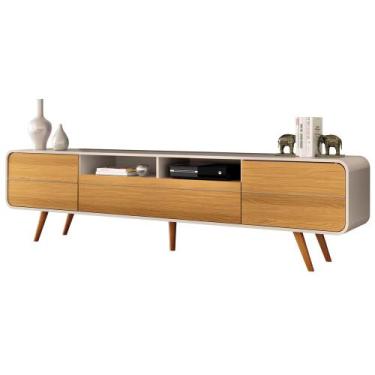 Imagem de Rack Para Sala de Estar TV 85 Pol Orgânico 220cm Erah B01 Off White Ci