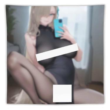 Imagem de LIEGBMEU Tapeçaria sexy de menina anime sexy 152 x 152 cm arte de colcha de parede decoração de tapeçaria caprichosa AE11