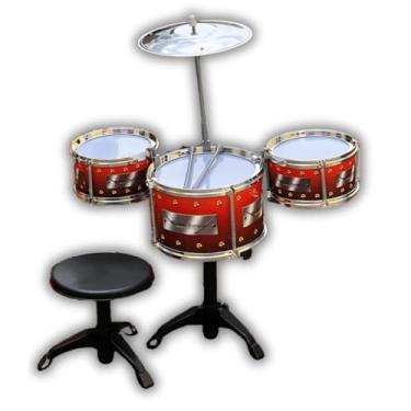 Imagem de BATERIA INFANTIL MINI 4PÇS MUSICAL EDUCATIVO BRINQUEDO INTERATIVO CRIANÇAS MENINO MENINA 3 TAMBORES ROCK PRATO BAQUETA COMPLETA INSTRUMENTO MINIATURA 30/14/26 CM (VERMELHO)
