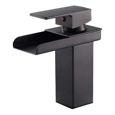Imagem de Torneira Monocomando Cascata Banheiro Lavabo. Preto Fosco