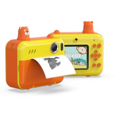Imagem de Dpofirs Câmera de Filme Instantânea de 1080p, Câmeras Duplas HD de 8MP Com Tela de 2,4 Polegadas, Câmera de Selfie Térmica Portátil MP3 Player para Aniversário de Férias (Amarelo)