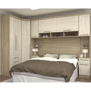 Imagem de Jogo De Quarto Casal Modulado 007 Master Avelã Rústico-ártico Rústico - Eucamóveis