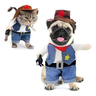 Imagem de Roupinha Fantasia Pet Xerife Para Gato E Cachorro Dia Das Bruxas Hallo