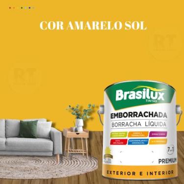 Imagem de Tinta Borracha Líquida Amarela Para Parede 3,2l  Lavável Impermeável B