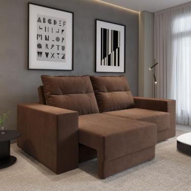 Imagem de Sofá Aurora Retrátil 1,40m 2 Lugares em Suede - CIALAR MÓVEIS, Marrom