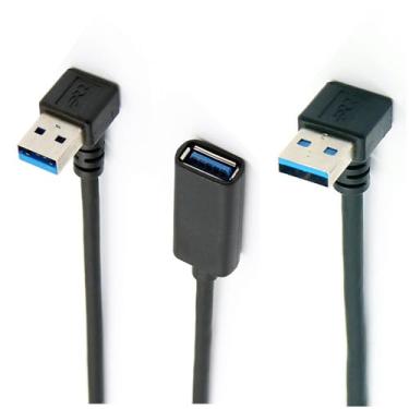 Imagem de ALINNA 90 Degree USB 3.0 Extension Cable, Black USB 3.0 Male to Female Extender Cord 30cm (Up Angle + Down Angle)