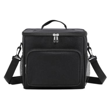 Imagem de Bolsa Térmica Lancheira com Alça Ajustável e Bolso Lateral – Ideal para Marmita, Trabalho, Academia, Escola e Passeios (Preta)