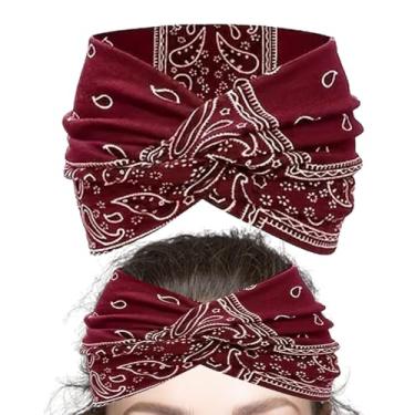 Imagem de Bandanas femininas largas Boho | Faixa de cabelo turbante torcido, faixa de cabelo com nó para entusiastas de uso casual, ocasiões especiais, casamentos, festivais de música, eventos ao ar livre