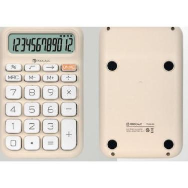 Imagem de Calculadora Mesa 12 Dígitos Bege Solar e Bateria PC130 - Procalc