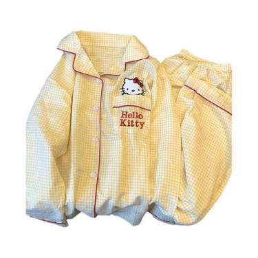 Imagem de Conjunto De Pijamas Kawaii Hello Kitty Kuromi Para Meninas, Roupa De D