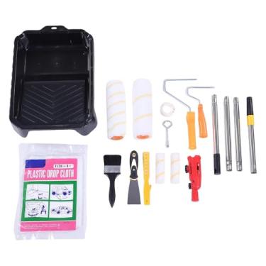 Imagem de Asixxsix Kit de rolo de pintura com haste extensora, kit de pincel para rolo de pintura com bandeja de tinta e haste extensora de 30-113 cm, suprimentos profissionais