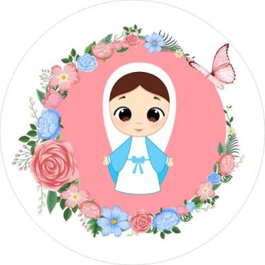 Imagem de Painel de Lona Redondo Nossa Senhora das Graças Flores Rose - Fabrika 