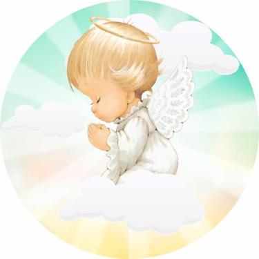 Imagem de Painel de Lona Redondo Anjinho da Guarda Rezando Luzes do Céu - Fabrik