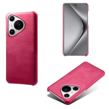 Imagem de Capa para Huawei Pura 70 PRO+,Proteção contra quedas,Casca de volta de cor sólida simples,Design de couro de imitação de plástico-Rose