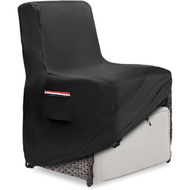 Imagem de Capa reclinável para ambientes externos, impermeável, 600D, resistente, à prova d'água, capa de armazenamento de móveis para área externa para reclinável de gramado/jardim, preta