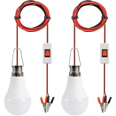 Imagem de Lâmpada de emergência DC 12V LED com fiação de grampo de 3 metros e interruptor para luz de acampamento, iluminação externa, motocicleta, barco, iluminação interna de baixa voltagem RV, branco 6500K