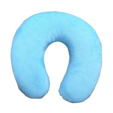 Imagem de BaotyJie Travesseiro de viagem para pescoço, apoio de cabeça, respirável, ergonômico, formato U, para uso em carro, casa e escritório, Azul