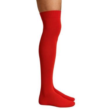 Imagem de Meião Futebol Adulto Pé Atoalhado Apollo, 38 a 43, Vermelho