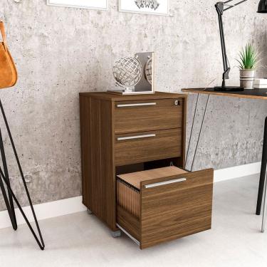 Imagem de Gaveteiro Maia 2 Gavetas com Chave Castanho Politorno Móveis