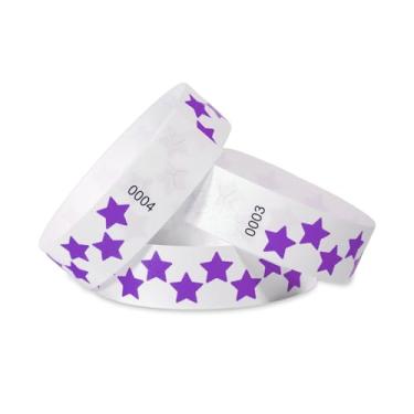 Imagem de 500 pulseiras de papel estrelas para eventos, à prova d'água, pulseiras leves de identificação de festivais, pulseiras adesivas neon para eventos