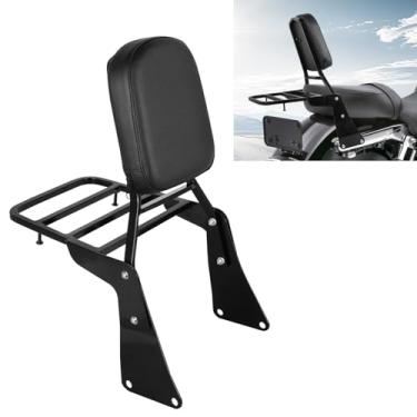 Imagem de DSISIMO Encosto de passageiro de motocicleta Sissy Bar com descanso traseiro almofada almofada e bagageiro compatível com Kawasaki Vulcan 1500 VN1500 Classic 1996-2008 encosto