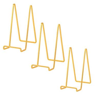 Imagem de Suporte de exibição de cavalete - Suportes de placa de metal de 20 cm para exibição - Suporte de mesa - Cavaletes de ferro dourado para exibição de fotos | Molduras de fotos | Livro | Placas