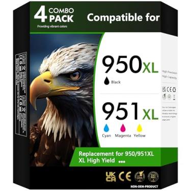 Imagem de Pacote de substituição de cartuchos de tinta 950XL 951XL para impressora OfficeJet Pro 8600 8610 8620 8100 8630 8660 8660 8640 8615, pacote com 4