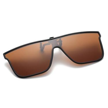 Imagem de Óculos de sol polarizados com clipe para homens e mulheres, óculos de direção com visão noturna, armação grande retrô, proteção UV400, óculos polarizados com clipe, transparente, 13,1 x 4,8 cm